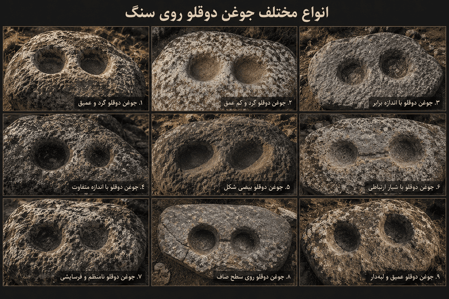 بررسی باستان‌شناسی جوغن دوقلو روی سنگ