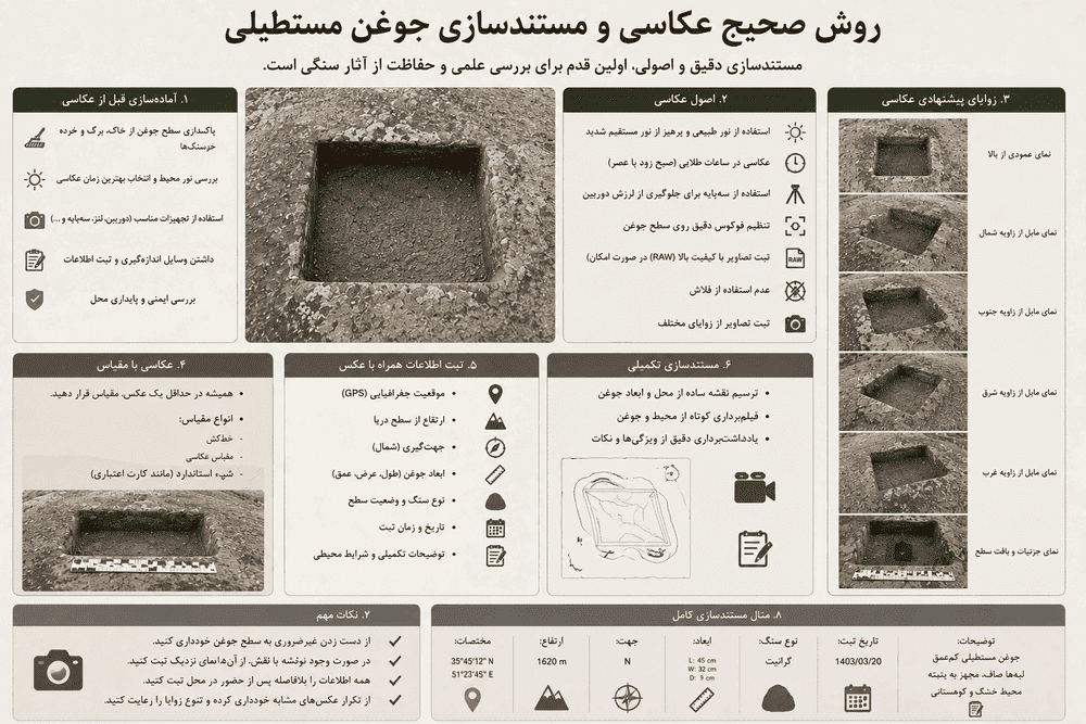 روش صحیح عکاسی و مستندسازی جوغن مستطیلی