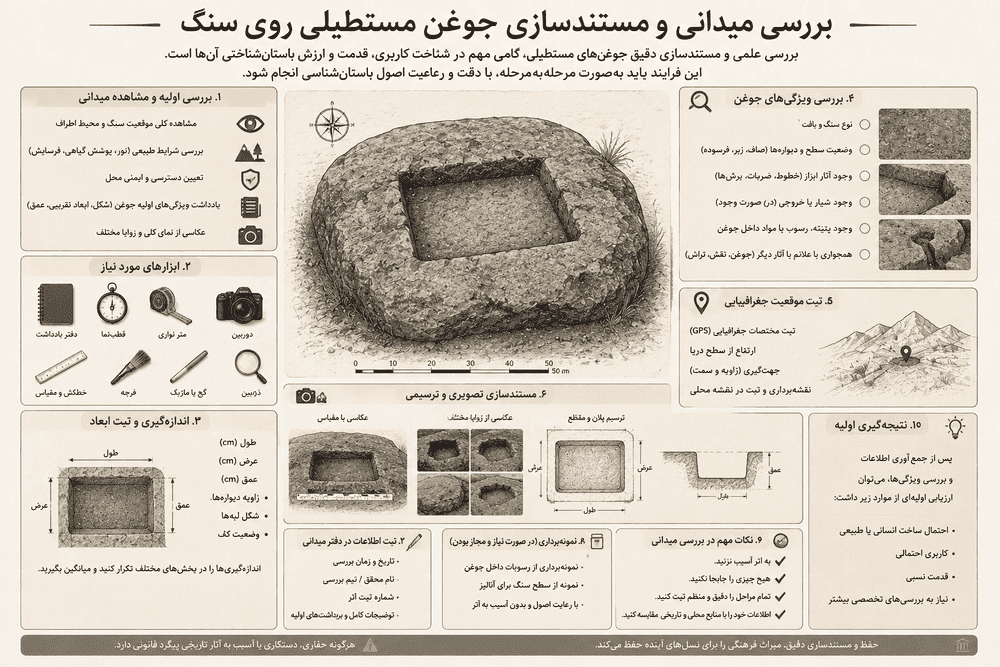 بررسی میدانی و مستندسازی جوغن مستطیلی روی سنگ
