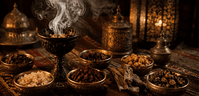 بخور زار سنتی شامل کندر، جاوی، عود و سایر مواد معطر در آیین‌های جنوب ایران